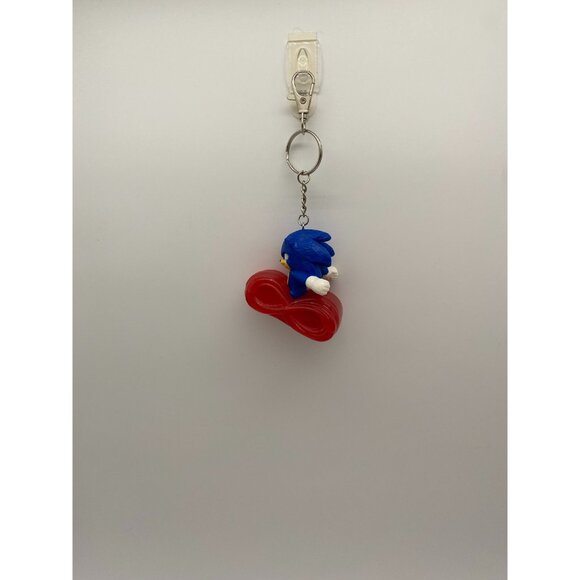 Upcycled Sonic the Hedgehog Figurine Keychain - Vintage Sega Game Character - Picture 3 of 5